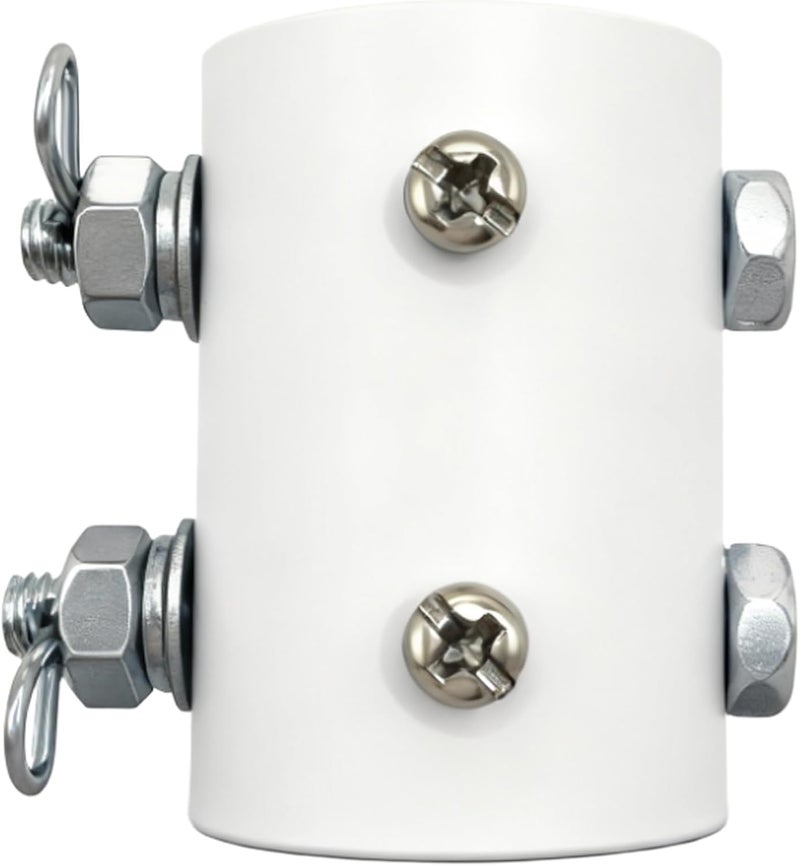 FEHEED White Ceiling Fan Downrod Coupler with Open-Slot Design,1.26" Outer Diameter & 1.8" Length & 2mm Thickness, Fits Various Non-Threaded Ceiling Fan Rods of 1" OD, Includes Secure 2 Safety Clips - Image 1